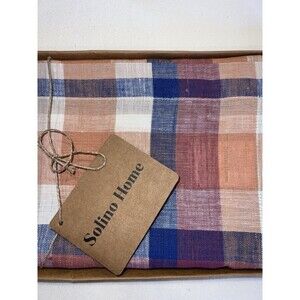 Solino Home 100% Pure Linen Fall Flavors Madras Table Runner 14 x 90 Inches Fall